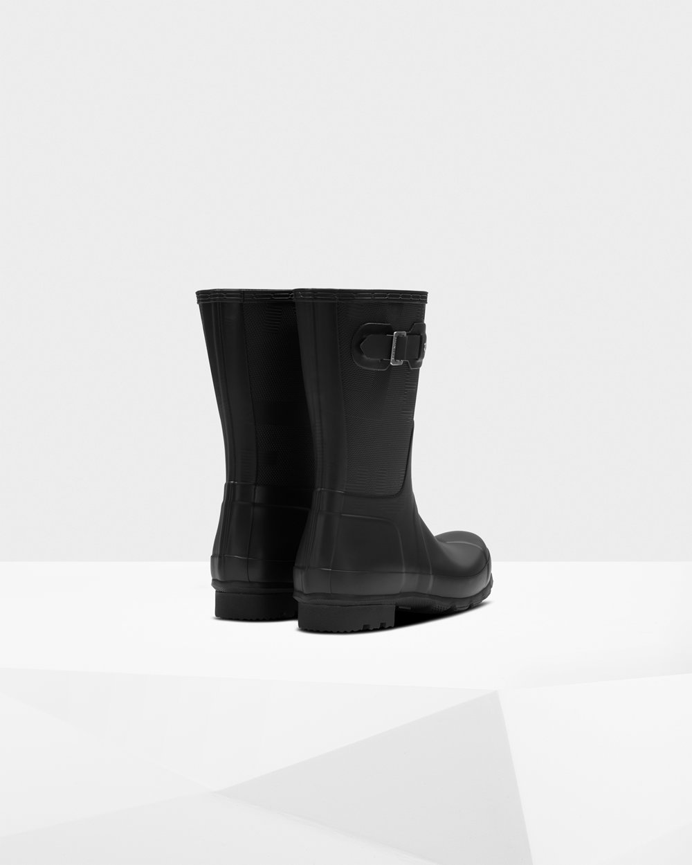 Mens Hunter Original Exploded Logo Texture - Short Rain Boots Black - 5921-CKOXB